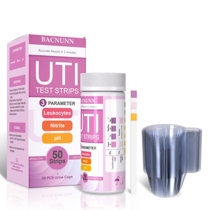 UTI Test Strips for Women: 50ct 3-1 Urinary Tract Infection Treatments Test Strips for UTI & Bladder, Accurate Readings at Home, Urine Dipstick Kit for Urinalysis 50 Strips + 50 Cups