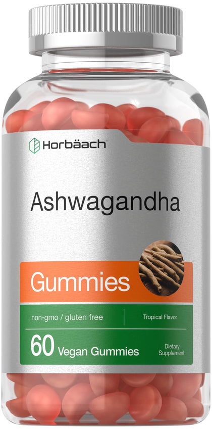 Horbaach Ashwagandha Gummies for Women and Men | 60 Count | Vegan, Non-GMO, Gluten Free Supplement | Tropical Flavor