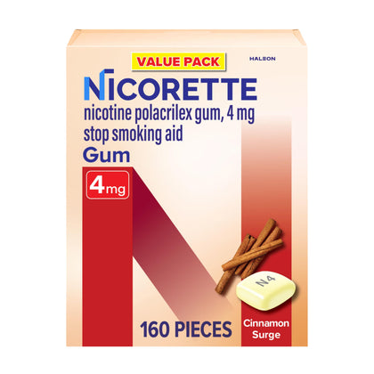 Nicorette 4 mg Nicotine Gum to Help Stop Smoking - Cinnamon Surge Flavored Stop Smoking Aid, 160 Count