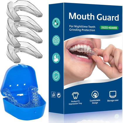 Mouth Guard for Grinding Teeth at Night, 4 Pcs Night Guards for Teeth Grinding, Reusable Teeth Grinding Mouth Guard, Mouthguards for Grinding of Teeth, Night Mouth Guards for Teeth Grinding