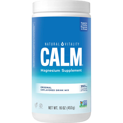 Natural Vitality Calm, Magnesium Citrate Supplement, Anti-Stress Drink Mix Powder, Gluten Free, Vegan, & Non-GMO, Original Unflavored, 16 oz