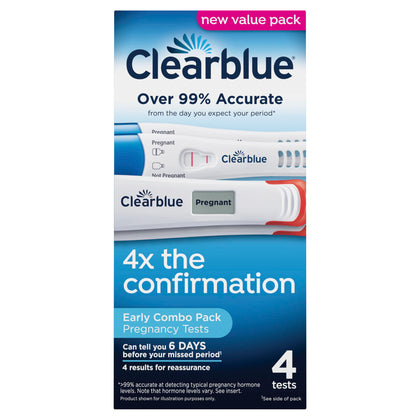 Clearblue Early Pregnancy Test Kit, at-Home Pregnancy Test Kit for Women, hCG Hormone Pregnancy Tests with Easy-to-Read Results, 4 Tests