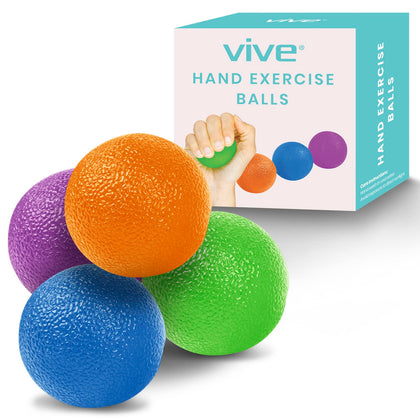 Vive Squeeze Balls for Hand Therapy, Exercise, Arthritis (w/ Rehab Video App) - Grip Strengthener Occupational Equipment for Finger, Wrist, Carpal Tunnel, Pain Relief, Stress - Resistance Strength Squeezing Egg Trainer