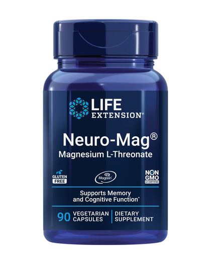 Life Extension Neuro-mag Magnesium L-threonate, Magtein, Magnesium Supplement, Brain Health, Memory & Attention, Gluten Free, Vegetarian, Non-GMO, 90 Vegetarian Capsules