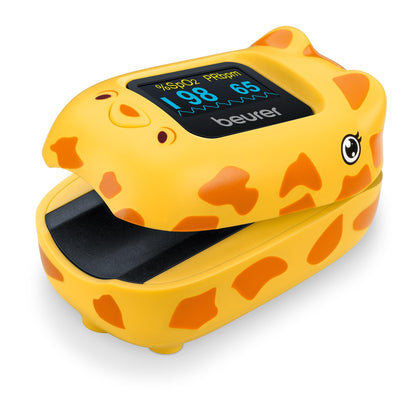 Beurer PO13 Children's Fingertip Pulse Oximeter, Fast Oxygen Saturation and Pulse Rate Monitor for Kids, Bright Color Display with Automatic Rotation and Auto Shut-Off, Gilly the Giraffe