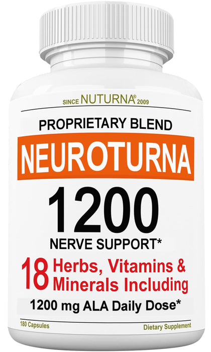 Neuropathy Support Supplement with 1200 mg Pure Alpha Lipoic Acid - Maximum Strength Nerve Formula to Fortify Nerves in Fingers, Hands, Toes, & Feet - Best Natural Nerve Relief Support - 180 Capsules