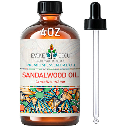 EVOKE OCCU Sandalwood Essential Oils 4 Fl Oz, Pure Sandalwood Oil for Diffuser Candle Soap Making - 118ml