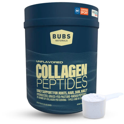 BUBS Naturals Unflavored Collagen Peptides Powder - Best Proteins for Joints & Skin - Pasture Raised Grass Fed - Paleo Keto Friendly, Whole30 Approved, Non-GMO Dairy & Gluten Free (20oz) 28 Servings