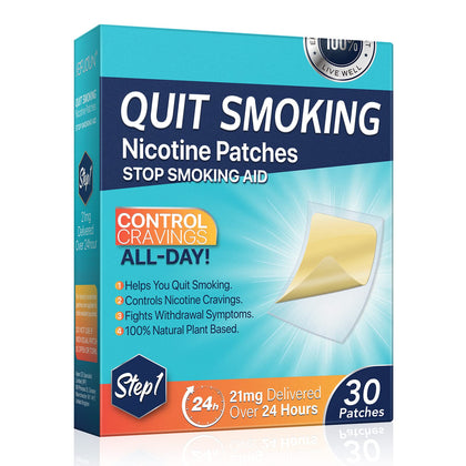 Fekux Quit Smoking Nicotine Patches Step 1, 21 mg Patches Delivered Over 24 Hours Nicotine Transdermal Patch 30 Count Easy and Effective Help to Quit That Work