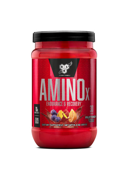 BSN Amino X Muscle Recovery & Endurance Powder with BCAAs, Intra Workout Support, 10 Grams of Amino Acids, Keto Friendly, Caffeine Free, Flavor: Fruit Punch, 30 servings (Packaging May Vary)