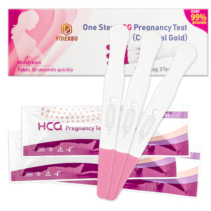 Pregnancy-Test Pink-HCG Early-Detection Home-Sticks - Upgraded Version 3Count Detects in 30 Seconds Ultra High Sensitivity Simple Individually Wrapped YIDERBO