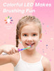 SEAGO Kids Electric Toothbrush with 2 Mins Brushing Timer and 4 Replacement Bursh Heads,Rainbow LED Light Make Brushing Fun, Pink Color Girls Battery Powerd Toothbrush for 4-12 Years Old