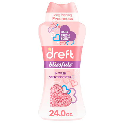 Dreft Blissfuls In-Wash Laundry Scent Booster Beads, Baby Fresh Scent, 24 oz