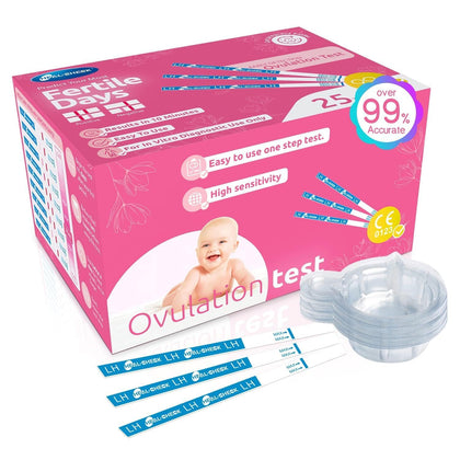 Ovulation Tests, Bulk Ovulation Test Strips for Women, HEAL-CHECK Ovulation Predictor Kit, Accurate Fertility Tests for Home, Individually Wrapped 5mm LH Strips with Cups, FSA HSA Eligible, 25 Count