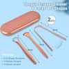 MORGLES Copper Tongue Scraper, 4Pcs Tongue Scraper with Case Medical Grade Tongue Scrapers for Adults Kids, Great for Oral Hygiene Bad Breath, Gold