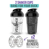 VELOMIX -2 Pack- 20 oz Protein Shaker Bottles for Protein Mixes - 2x Wire Whisk | Leak Proof Shaker Cups for Protein Shakes and Pre Workout | Protein Shaker Bottle Pack | Protein Mixer Cup