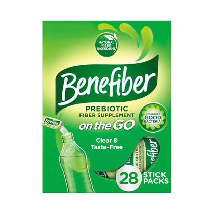 Benefiber On the Go Prebiotic Fiber Supplement Powder for Digestive Health, Daily Fiber, Unflavored - 28 Sticks (3.92 Ounces)