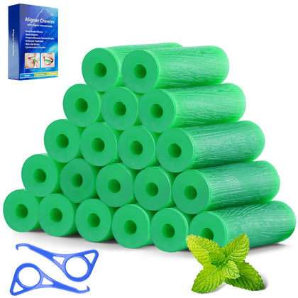 Aligner Chewies for Invisalign Aligners Mint Scented (20 pcs Green) and 2 Aligner Removal Tools