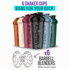 VELOMIX -6 PACK- Shaker Cups for Protein Shakes 28 oz - 6x Wire Whisk | Leak Proof Protein Shaker Bottle for Protein Shakes, Shaker Bottle Pack for Pre & Post Workout, Shaker Cup, Shaker Bottle Cups