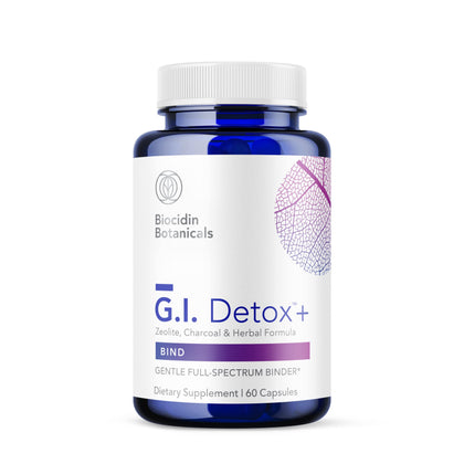 G.I. Detox+ Gentle Binder by Biocidin - Gut Health Intestinal Cleanse with Charcoal, Zeolite & Aloe - Assists in Toxin & Biofilm Removal, May Reduce Bloating & Gas (60 GI Detox Capsules)