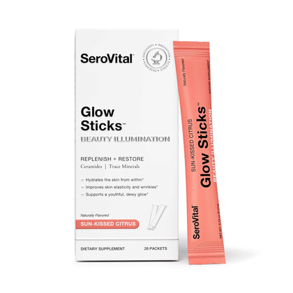 Serovital Glow Sticks Anti-Aging Powder, Improve Wrinkles in 30 Days, Boost Skin Hydration + Elasticity in 14 Days,* Ceramides, Hyaluronic Acid, 28 Ct.