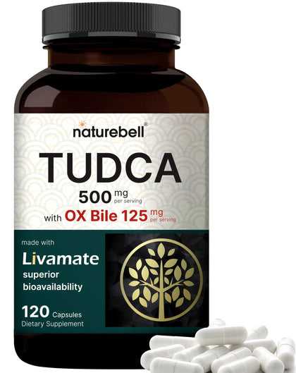 TUDCA 500mg with OX Bile 125mg Per Serving, 120 Capsules - Bile Salts Support, High Absorption Livamate Formula | Liver Cleanse Detox & Repair Supplement | Natural Bitter Taste - Third Party Tested