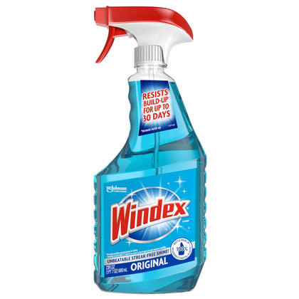 Windex Glass and Window Cleaner Spray Bottle, Packaging Designed to Prevent Leakage and Breaking, Surface Cleaning Spray, Original Blue Scent, 23 Fl Oz