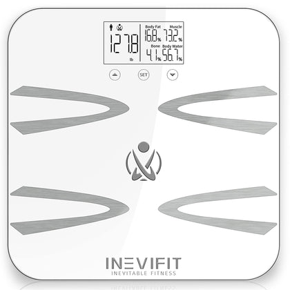 INEVIFIT Body-Analyzer Scale, Highly Accurate Digital Bathroom Body Composition Analyzer, Measures Weight, Body Fat, Water, Muscle, BMI, Visceral Levels & Bone Mass for 10 Users. Includes Batteries