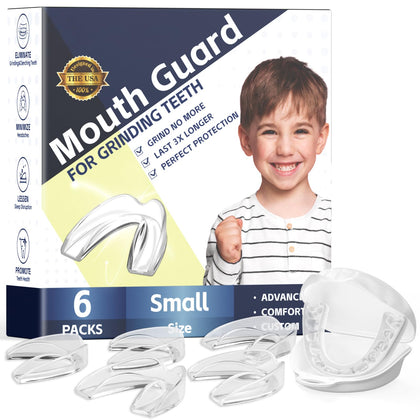 6 Pack Kids Mouth Guards,Comfortable Custom Kids Dental Guards for Grinding Teeth, Moldable Child Night Guards for Clenching Teeth, Bruxism, TMJ, Teeth Whitening Tray & Sports