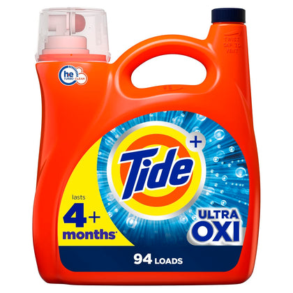 Tide Ultra Oxi Liquid Laundry Detergent Soap, HE Compatible, 94 Loads, 132 fl oz