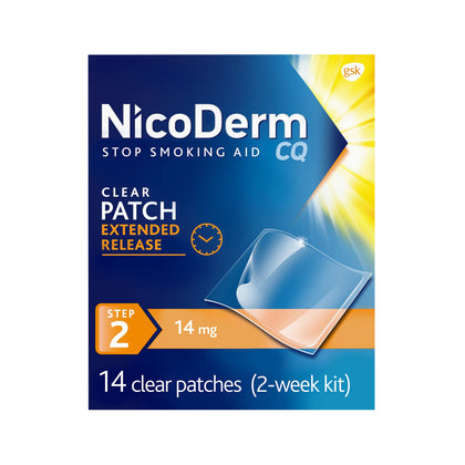 NicoDerm CQ Step 2 Nicotine Patches to Quit Smoking - Stop Smoking Aid, 14 Count (2-Week Kit)