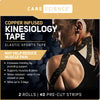 Care Science Waterproof Kinesiology Tape, 40 ct Precut Strips (2 Rolls), Copper Infused | Water Resistant Strips, Elastic Athletic Tape for Sports & Weightlifting, Muscle Strain Relief & Joint Support