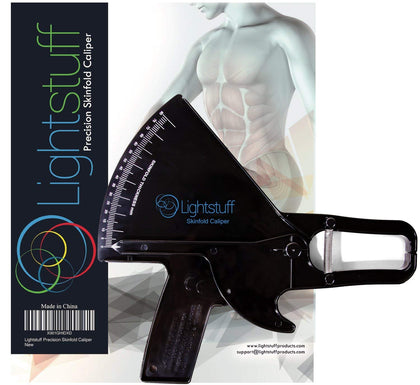 Lightstuff Precision Skinfold Caliper - Easy, Reliable Tool for Monitoring Body Fat - Quick Start Guide for Beginners, Detailed Booklet for Advanced Users - Measures up to 80mm in Skin Fold Thickness