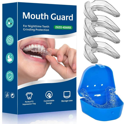 Mouthguards for Grinding of Teeth, Reusable Night Guards for Teeth Grinding, Mouth Guard for Grinding Teeth at Night, Teeth Grinding Mouth Guard, Mouth Guard for Clenching Teeth at Night (4 Piece Set)