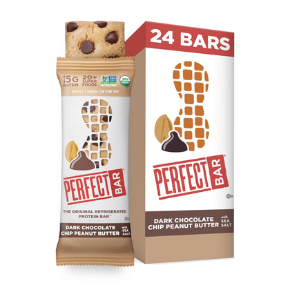 Perfect Bar Original Refrigerated Protein Bar, Dark Chocolate Chip Peanut Butter, 2.3 Ounce Bar, 8 Count (Pack of 3)