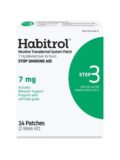 Habitrol Nicotine Transdermal System Patch | Stop Smoking Aid | Step 3 (7 mg) | 14 Patches | (2 Week Kit)