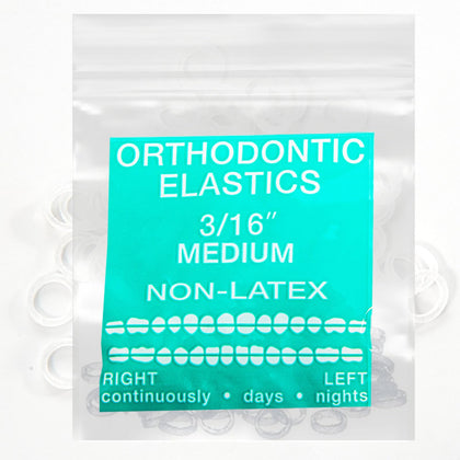 Clear Non-Latex 100 counts, Intraoral Elastic Bands Orthodontic Elastics Dental Rubber Bands Made in US Medium 3/16'', Clear