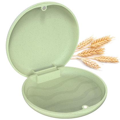 Ralegy Retainer Case, Slim Aligner Case, Natural wheat straw material (Green)