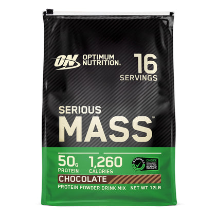 Optimum Nutrition Serious Mass, Weight Gainer Protein Powder, Mass Gainer, Vitamin C and Zinc for Immune Support, Creatine, Chocolate, 12 Pound (Packaging May Vary)