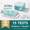 Easy@Home Marijuana & Nicotine Test Kit: 15 Pack Testing Kits for THC and Nicotine Metabolites Cotinine(COT) in Urine, Built-in Strips Combo Home Drug Tests for Weed/Vaping/Tobacco, #EDOAP-124