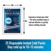 General Medi Instant Ice Cold Pack (4”x 5.5”) - 25 Packs Disposable Cold Therapy Ice Packs for Pain Relief, Swelling, Inflammation, Sprains, Toothache - for Athletes & Outdoor Activities