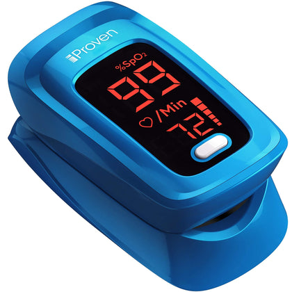 iProven Pulse Oximeter Fingertip - Blood Oxygen (O2) Saturation Level Monitor - with Heart Rate Detection - Oximetro De Pulso - Finger Oximeter with Pulse Indicator - Best Accuracy by OXI-27 Blue