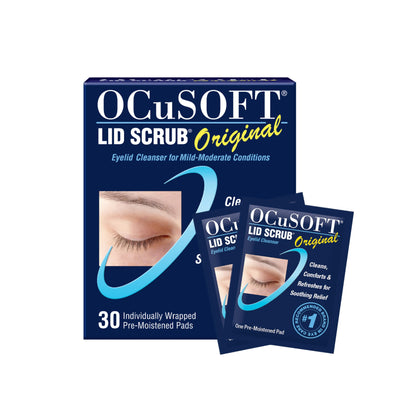 OCuSOFT Lid Scrub Original Eyelid Cleanser - Pre-Moistened Eyelid Wipes for Mild to Moderate Conditions - Eyelid Cleanser to Clean, Comfort & Soothe Irritated Eyelids - 30 Count