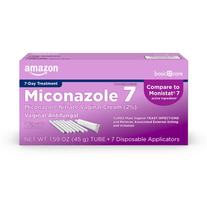 Amazon Basic Care Miconazole 7, Miconazole Nitrate Vaginal Cream 2 Percent, 7-Day Yeast Infection Treatment For Women, Feminine Care, 1.59 ounce (Pack of 1)