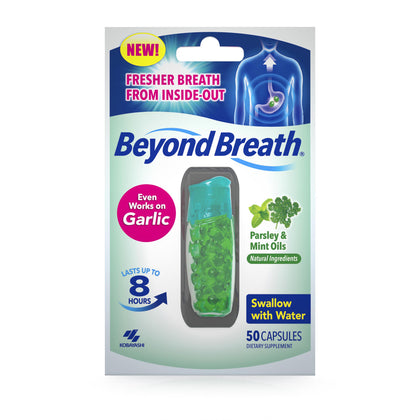 Beyond Breath Breath Freshening Capsules, Fresher Breath From Inside-Out, Even Works On Bad Breath From Garlic, Lasts Up To 8 Hours, 50 Capsules