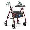 Medline Rollator Walker with Seat, Steel Rolling Walker with 6-inch Wheels Supports up to 350 lbs, Medical Walker, Burgundy