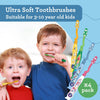 GuruNanda Kids Toothbrush with Suction Cup & Fun Animal Designs - Soft Bristles for Healthy Gums- Non-Slippery & Mess-Free Toothbrush, 3+ Age- 4 Count