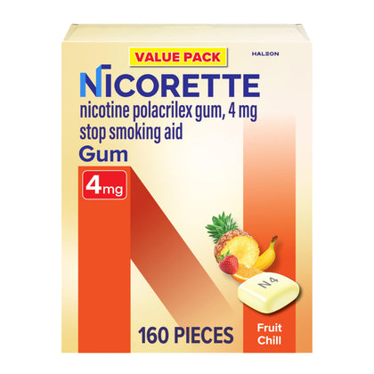 Nicorette 4mg Nicotine Gum to Help Quit Smoking - Fruit Chill Flavored Stop Smoking Aid, 160 Count