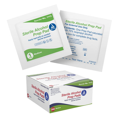 Dynarex 1113 Alcohol Prep Pad Sterile, Medium, Count 200 (Pack of 1)