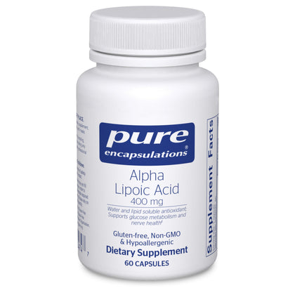 Pure Encapsulations Alpha Lipoic Acid 400 mg | ALA Supplement for Liver Support, Antioxidants, Nerve and Cardiovascular Health, Free Radicals, and Carbohydrate Support* | 60 Capsules